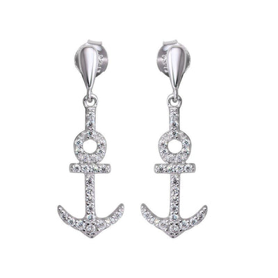 Anchor CZ Earrings Sterling Silver jewelry for women | VANDA Jewelry.