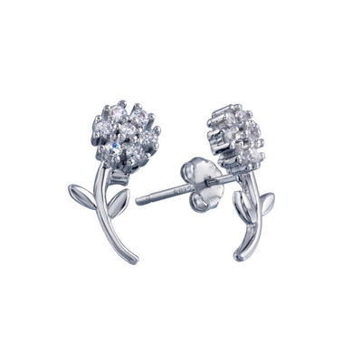Flower CZ Stud Earrings - VANDA Jewelry