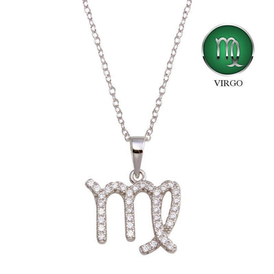 Virgo Zodiac Sign CZ Necklace sterling silver jewelry vanda jewelry.