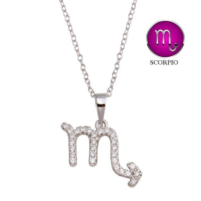 Scorpio Zodiac Sign CZ Necklace sterling silver jewelry vanda jewelry.