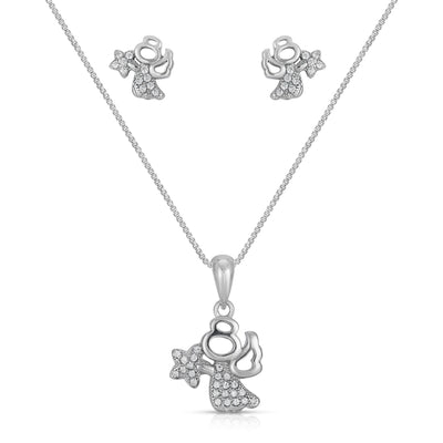 Angel CZ Necklace & Earrings Set Sterling Silver jewelry for women | VANDA Jewelry.