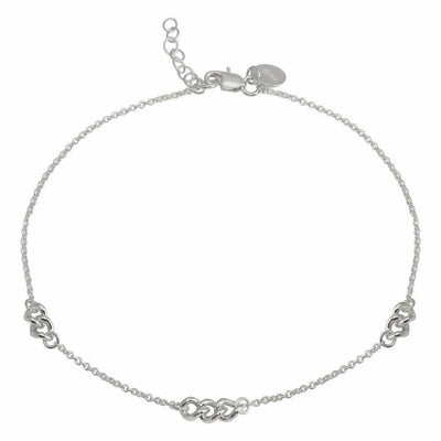 Trio Link Design Anklet Sterling Silver jewelry for women | VANDA Jewelry.