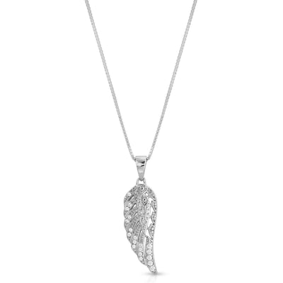 Angel Wing CZ Necklace Sterling Silver jewelry for women | VANDA Jewelry.