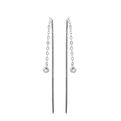 Dangling CZ Chain Earrings Sterling Silver jewelry for women | VANDA Jewelry.