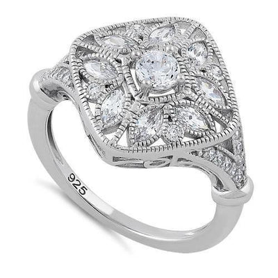 Flower Shape CZ Ring sterling silver jewelry vanda jewelry.