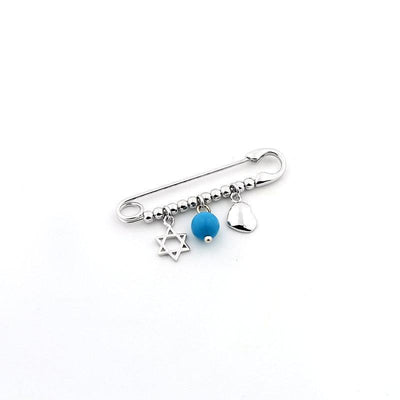 Star of David & Heart Evil Eye Pin Brooch Sterling Silver jewelry for women | VANDA Jewelry.