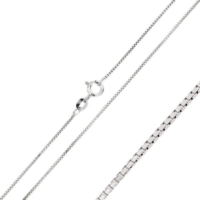 0.8 mm Italian Box Chain Necklace Sterling Silver jewelry for women | VANDA Jewelry.
