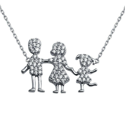 Family CZ Necklace Sterling Silver jewelry for women | VANDA Jewelry.