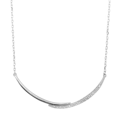 Double Curved CZ Necklace Sterling Silver jewelry for women | VANDA Jewelry.
