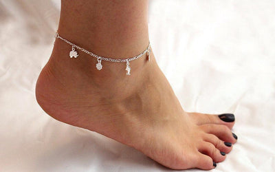 Hanging Flower & Butterfly Anklet Sterling Silver jewelry for women | VANDA Jewelry.