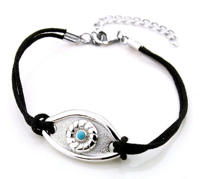Evil Eye Black Cord Bracelet Sterling Silver jewelry for women | VANDA Jewelry.