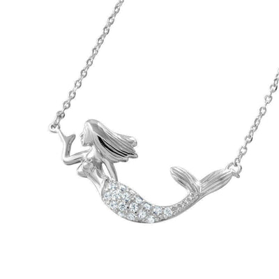 Mermaid CZ Pendant Necklace sterling silver jewelry vanda jewelry.
