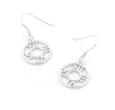 Roman Numeral Clock  Earrings Sterling Silver jewelry for women | VANDA Jewelry.