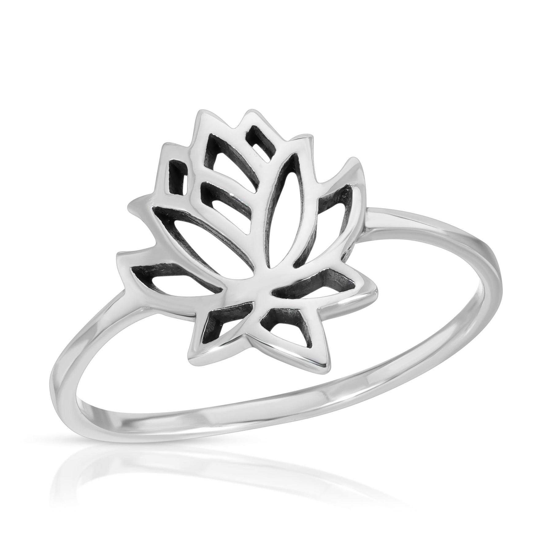 Dainty Lotus Flower Ring - 925 Sterling Silver Beaded Band, Handmade & Gift Ready
