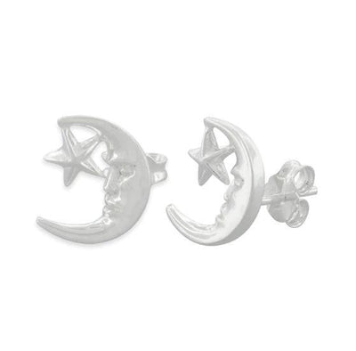 Moon & Star Stud Earrings - VANDA Jewelry