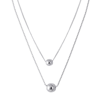 Double Chain Beaded Necklace Sterling Silver jewelry for women | VANDA Jewelry.