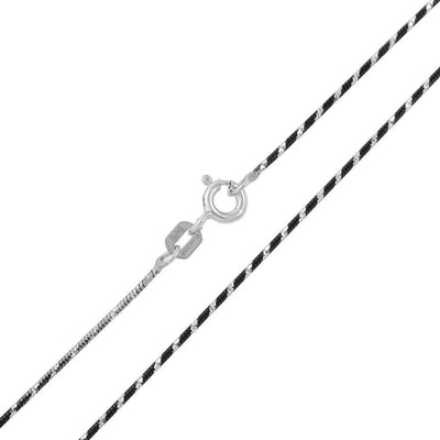 0.85 mm Round Black & White Snake Chain Necklace Sterling Silver jewelry for women | VANDA Jewelry.