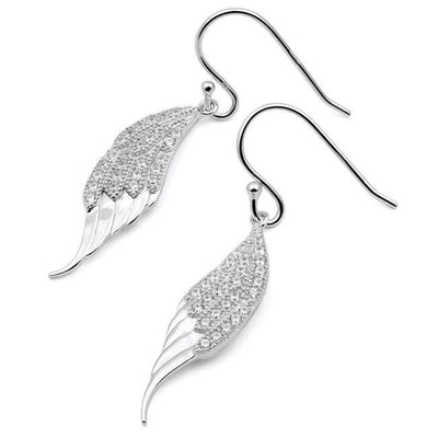 Angel Wings CZ Earrings Sterling Silver jewelry for women | VANDA Jewelry.