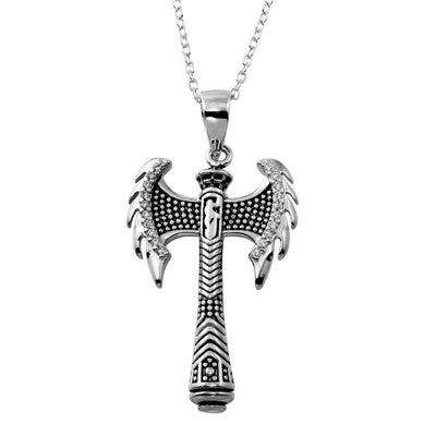 Viking Axe CZ Necklace sterling silver jewelry vanda jewelry.