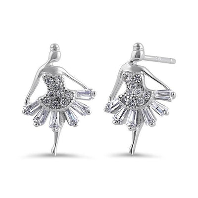 Ballet Dancer CZ Earrings sterling silver jewelry vanda jewelry.