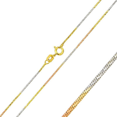 0.9 mm Tri-Color Plated Snake DC Chain Necklace Sterling Silver jewelry for women | VANDA Jewelry.