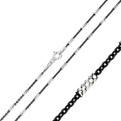 1.4 mm Tube Brite Black & White DC Chain Necklace Sterling Silver jewelry for women | VANDA Jewelry.