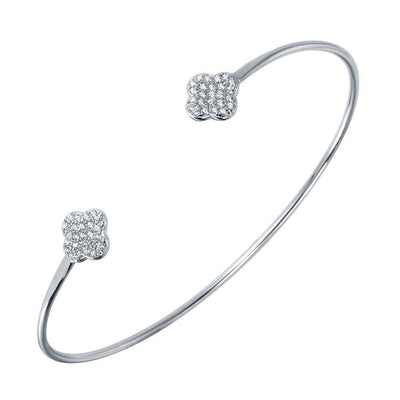 Flower Shaped CZ Cuff Bracelet sterling silver jewelry vanda jewelry.