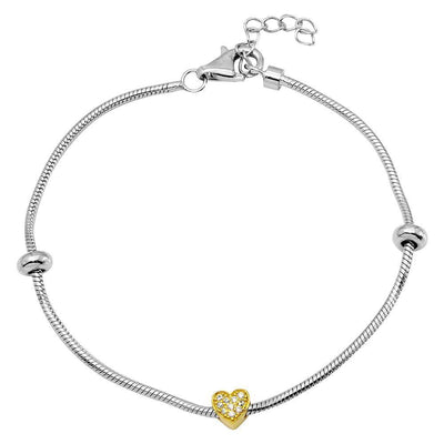 Heart Charm CZ Bracelet sterling silver jewelry vanda jewelry.