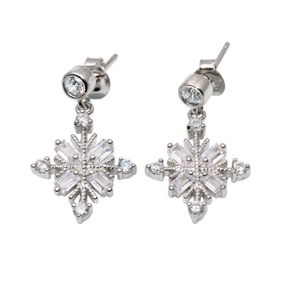 Snowflake CZ Earrings Sterling Silver jewelry for women | VANDA Jewelry.