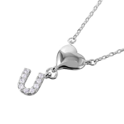 Love U Heart CZ Necklace sterling silver jewelry vanda jewelry.