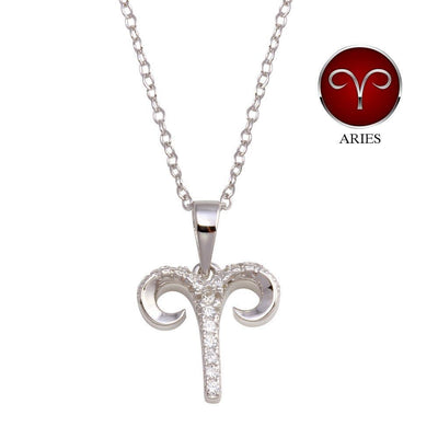 Aries Zodiac Sign CZ Necklace Sterling Silver jewelry for women | VANDA Jewelry.