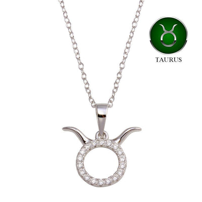 Taurus Zodiac Sign CZ Necklace sterling silver jewelry vanda jewelry.