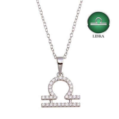 Libra Zodiac Sign CZ Necklace sterling silver jewelry vanda jewelry.