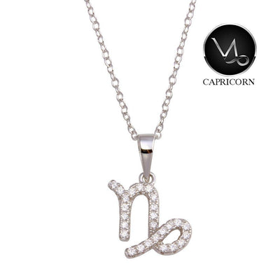 Capricorn Zodiac Sign CZ Necklace sterling silver jewelry vanda jewelry.