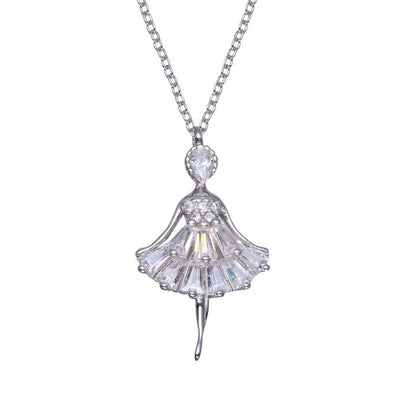 Dancing Girl CZ Pendant Necklace Sterling Silver jewelry for women | VANDA Jewelry.