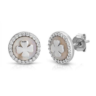 Round CZ Clover Earrings - VANDA Jewelry