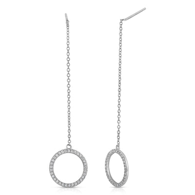 Circle Wire Dangling CZ Earrings Sterling Silver jewelry for women | VANDA Jewelry.