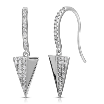 Hanging Triangle CZ Earrings Sterling Silver jewelry for women | VANDA Jewelry.