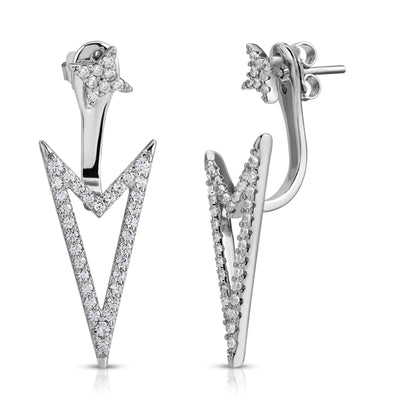 Triangle Arrow & Star CZ Earrings Sterling Silver jewelry for women | VANDA Jewelry.