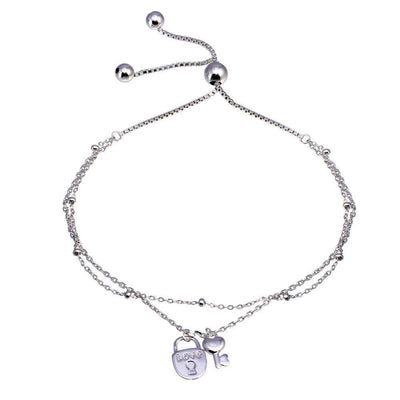 Key & Lock Lariat Bracelet Sterling Silver jewelry for women | VANDA Jewelry.
