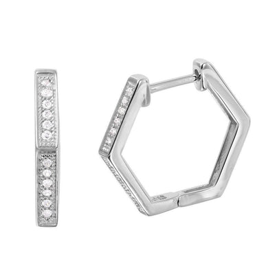 Octagon CZ Hoop Earrings sterling silver jewelry vanda jewelry.