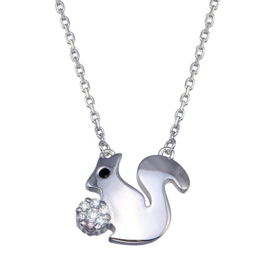 Squirrel CZ Necklace Sterling Silver jewelry for women | VANDA Jewelry.