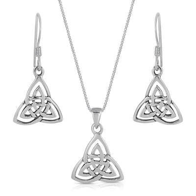 Celtic Knot Necklace & Earrings Set Sterling Silver jewelry for women | VANDA Jewelry.