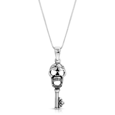 Skull Key Necklace Sterling Silver jewelry for women | VANDA Jewelry.