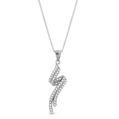 Wave Shape CZ Necklace Sterling Silver jewelry for women | VANDA Jewelry.