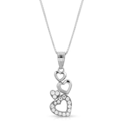 Multi Heart CZ Necklace Sterling Silver jewelry for women | VANDA Jewelry.