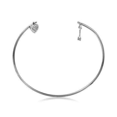 Hanging Arrow & CZ Heart Bangle Bracelet Sterling Silver jewelry for women | VANDA Jewelry.