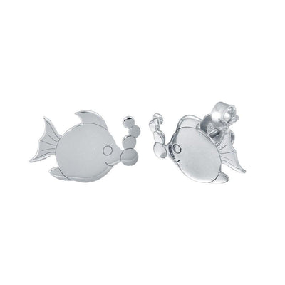 Bubble Fish Stud Earrings Sterling Silver jewelry for women | VANDA Jewelry.