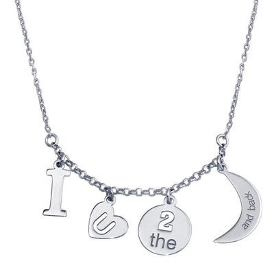 I LOVE U 2 the Moon & Back Necklace Sterling Silver jewelry for women | VANDA Jewelry.
