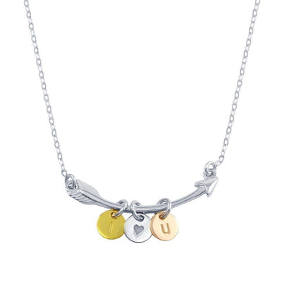 Arrow with I Love U Trio Charm Necklace Sterling Silver jewelry for women | VANDA Jewelry.